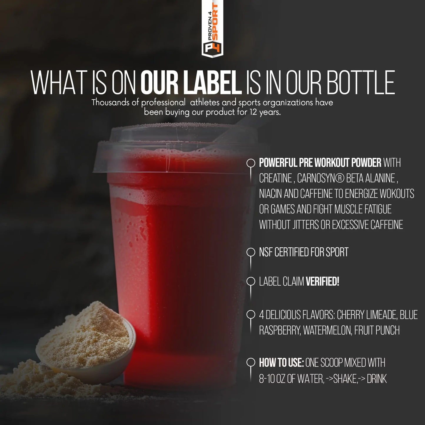 Proven4 Pre Workout Powder for Men and Women with Creatine - Beta Alanine - Caffeine Proven4 Sport