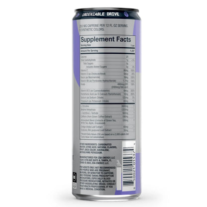 ZOA Plus Sugar-Free Pre-Workout Drink, Ready to Drink with Nitric Oxide, Vitamin B, C and D ZOA