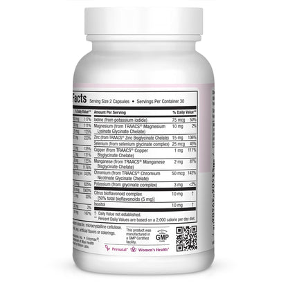 Maxi-Health Small Prenatal Capsules With Methyl Folate - Minerals, Gentle Iron, Vitamins - Kosher, 60 Count Maxi Health