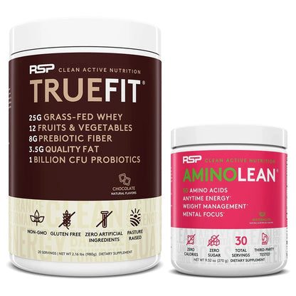 RSP NUTRITION TrueFit Protein Powder (Chocolate 2 LB) with AminoLean Pre Workout RSP NUTRITION