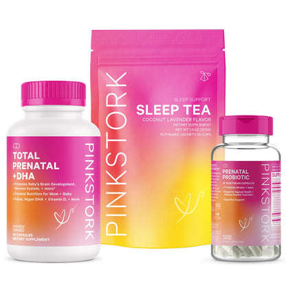 Pink Stork Pregnancy Bundle: Prenatal Vitamin with DHA & Folate, Prenatal Probiotics for Pregnant Women Pink Stork