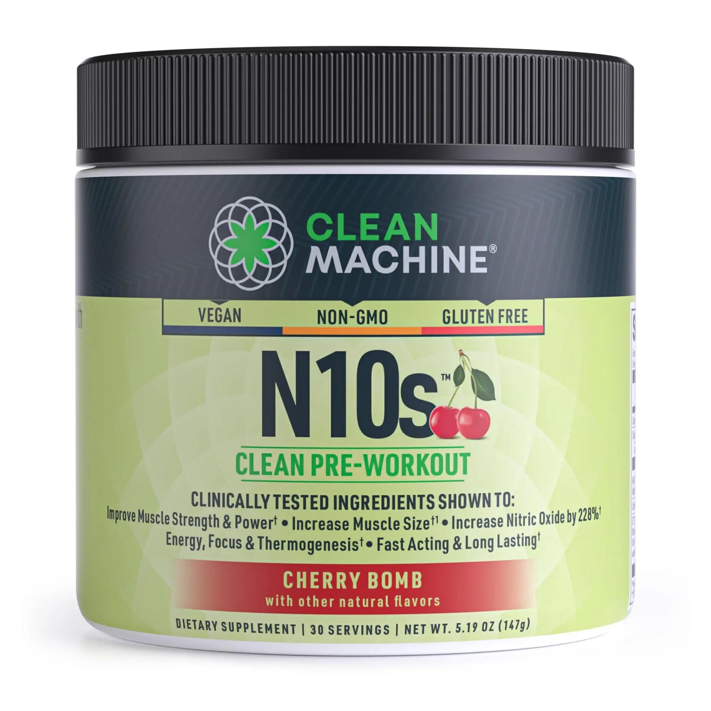CLEAN MACHINE N10s - Plant Based Vegan Preworkout Powder - 3 Clinically Tested CLEAN MACHINE
