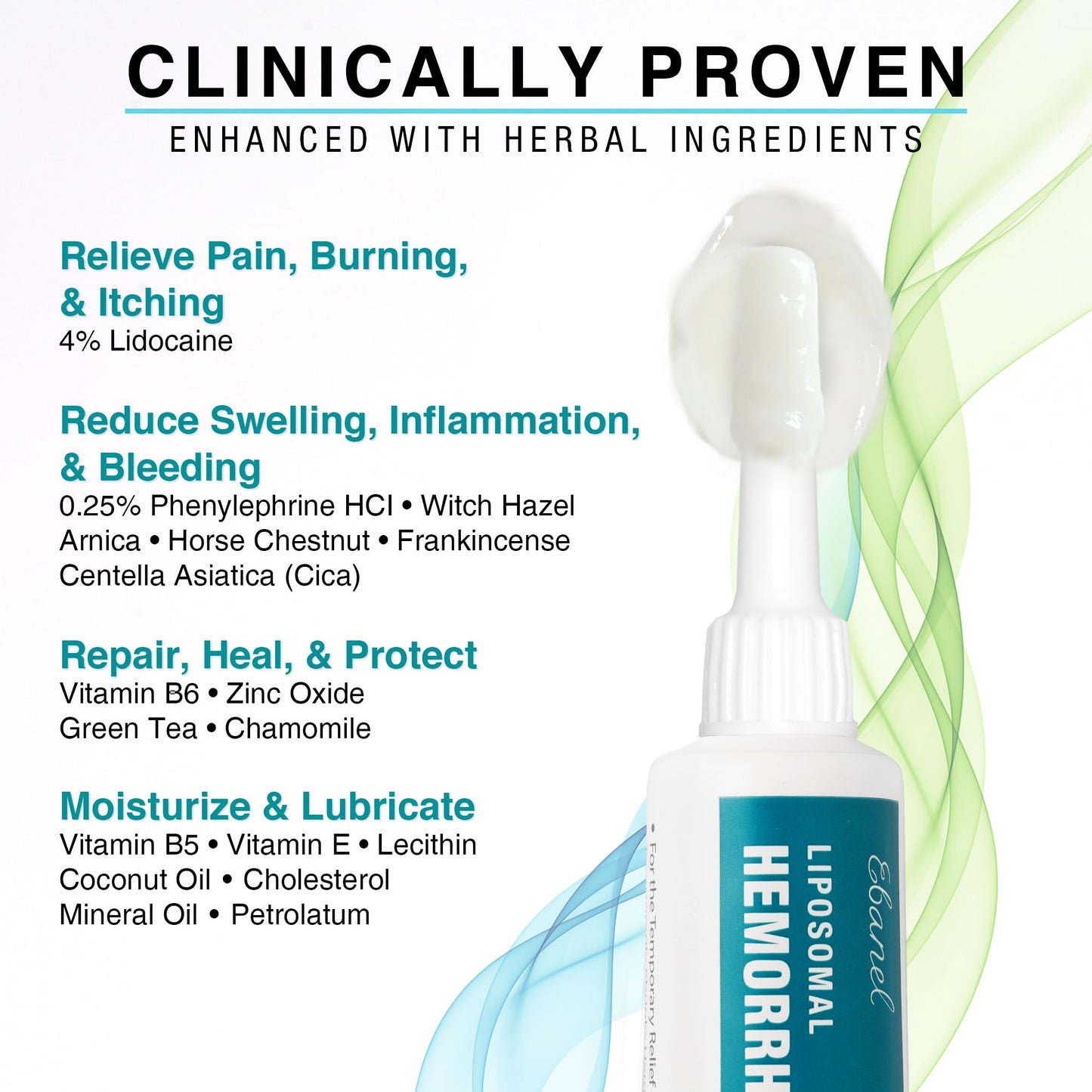 Ebanel 4% Lidocaine Hemorrhoid Treatment Ointment with Phenylephrine, Witch Hazel, Vitamin B6, Zinc Oxide, Frankincense, External and Internal Hemorrhoids Treatment Burn Itch Pain Relief Anal Cream Ebanel buy supplements Au