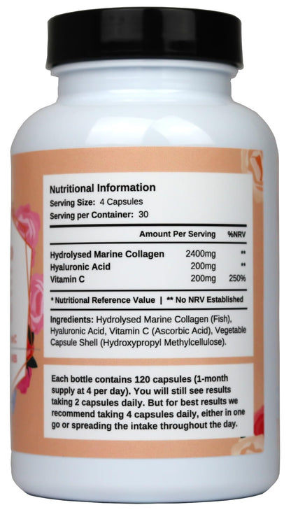 2800mg Marine Collagen Capsules – Highest Strength Type 1 Hydrolysed Collagen with Hyaluronic Acid and Vitamin C Miracle Greens
