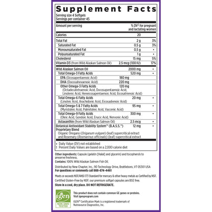 New Chapter Wholemega for Moms Fish Oil Supplement - Prenatal DHA with Omega-3 + Vitamin D3 New Chapter