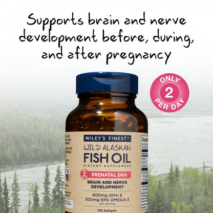 Wiley's Finest Wild Alaskan Fish Oil Prenatal DHA - 900mg EPA and DHA Omega-3s Wiley's Finest