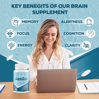17-in-1 Brain Supplement for Memory and Focus | Natural Nootropics Brain Supplement for Brain Cognition, Energy | High Absorption | L-Theanine, Phytonutrient Blend and Vitamins B6, B12 | 60 Tablets SehatiKuBuy Supplements Australia