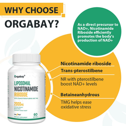 Liposomal Nicotinamide Riboside 2000 MG with TMG and Pterostilbene, Similar to NMN Supplements Boost NAD+, Support Healthy Aging, 240 Count OrgabayBuy Supplements Australia