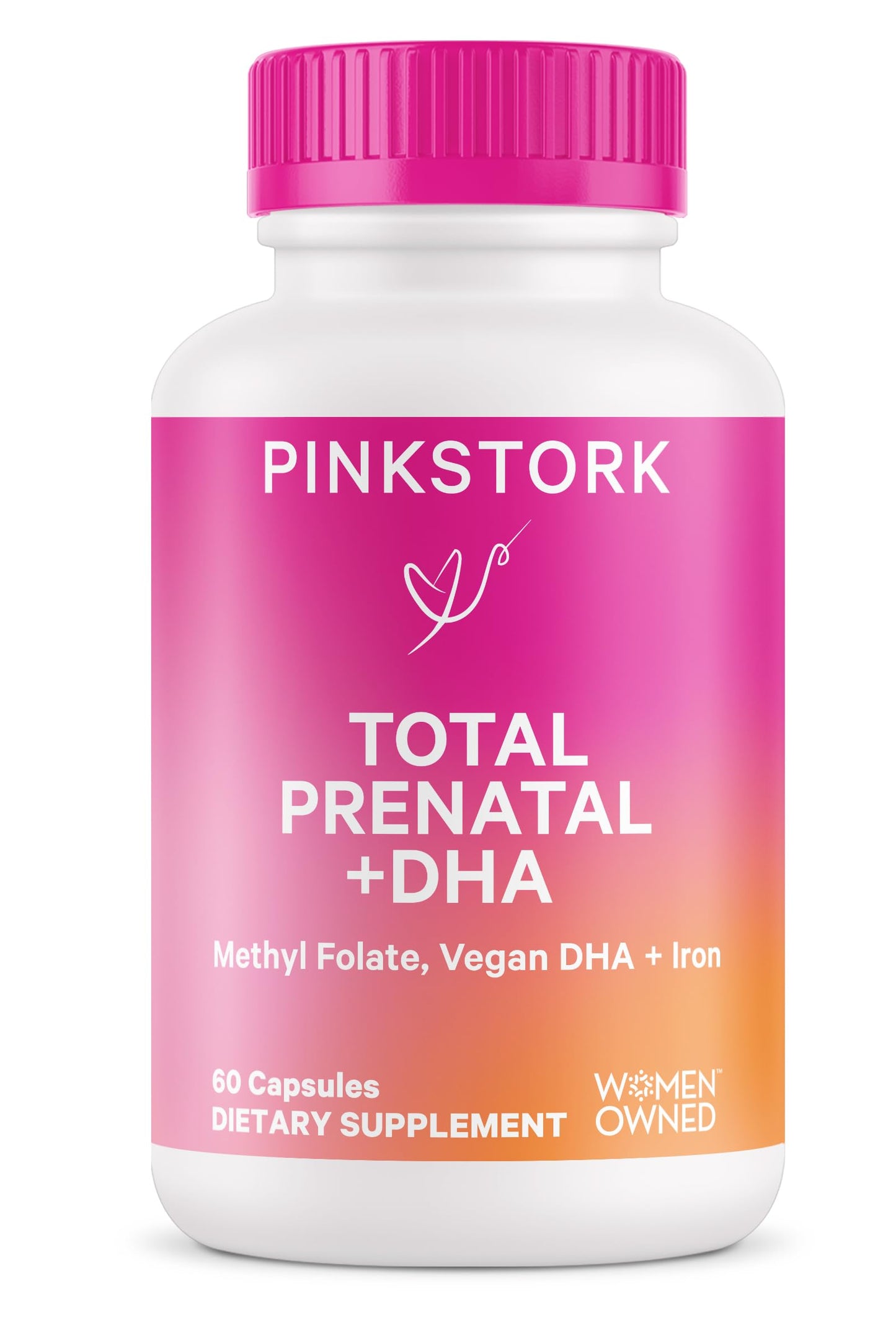 Pink Stork Total Prenatal Vitamins with DHA, Folate, Iron, Choline, and Vitamin B12 - Prenatals Pink Stork