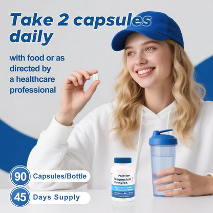 5 in 1 Magnesium Complex, 976mg Complex with Magnesium Glycinate, Citrate, Malate & L-Threonate, Vitamin B6 for High Absorption, Third Party Tested, Gluten-Free, Easy-Swallow Vegan Capsule PeakVigor buy supplements Au