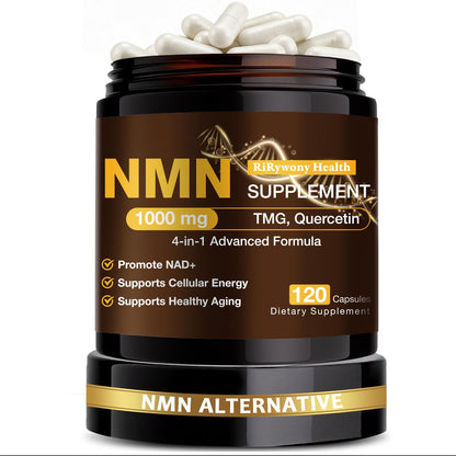 NMN Supplement 1000mg - NMN Supplement 1000mg Pure Organic, NMNH Alternative, Resveratrol Supplement, NAD+ Supplement, TMG & Quercetin for Cellular Support 120 Capsules RiRywony HealthBuy Supplements Australia