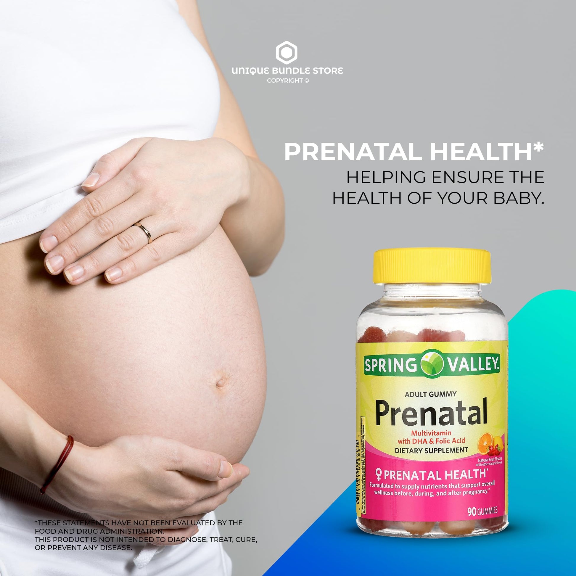 Spring Valley, Prenatal Vitamins Gummies, 90 Count with DHA and Folic Acid Unique Bundle Store