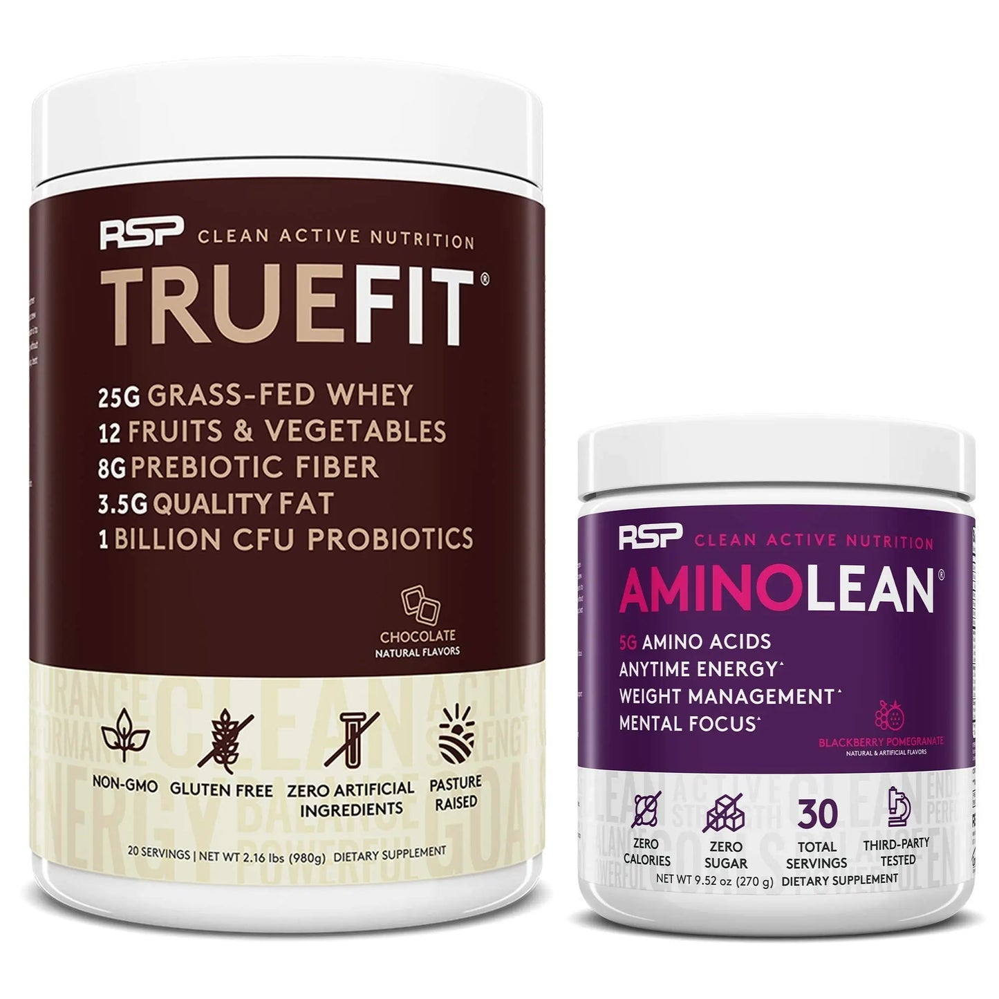 RSP NUTRITION TrueFit Protein Powder (Chocolate 2 LB) with AminoLean Pre Workout RSP NUTRITION