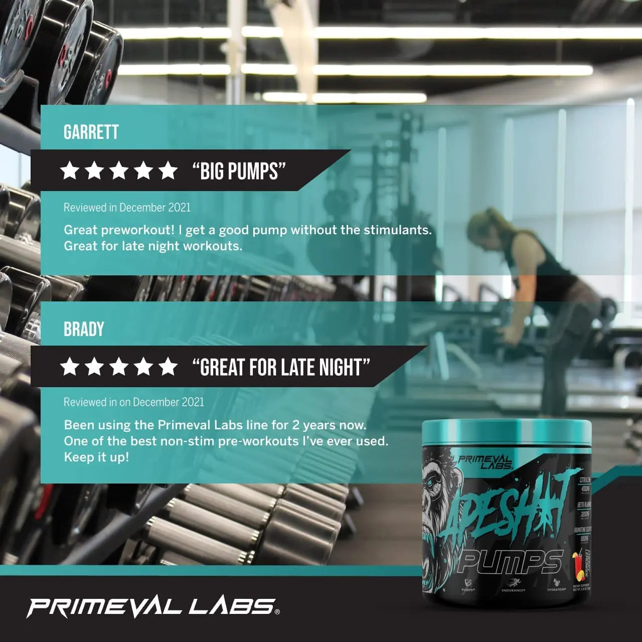 Primeval Labs Ape Pumps Natural Pre Workout Powder | Caffeine Free Preworkout Primeval Labs