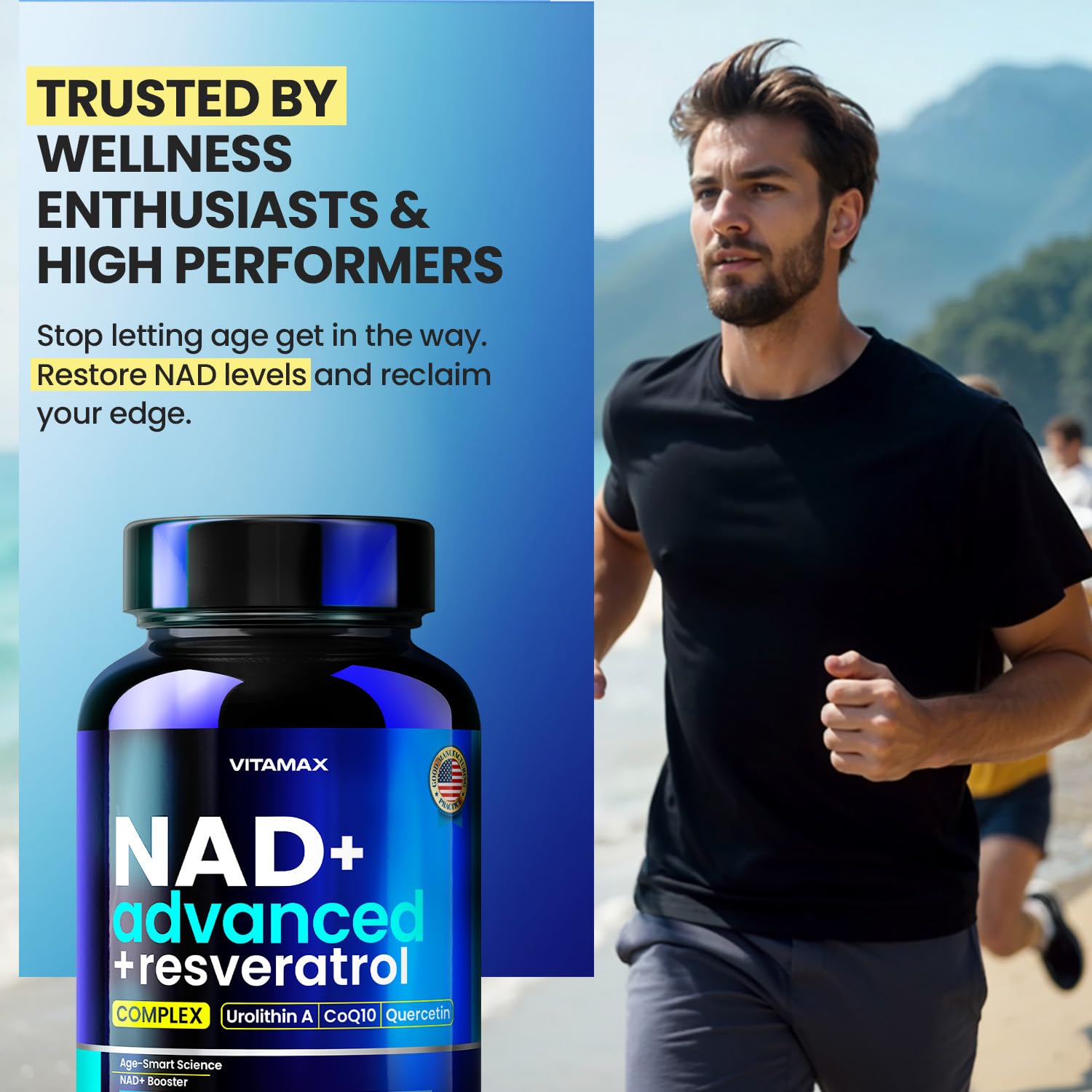 Liposomal NAD+ Supplement Extra Strength | Urolithin A, Resveratrol, CoQ10 - Women & Men - ALA, Green Tea, Quercetin, Lycopene | High Purity, Energy & Regeneration - Made in USA – 60ct VitamaxBuy Supplements Australia