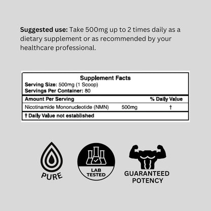 Probase Nutrition Longevity Pure NMN Powder 40 Grams - Ultra-Pure, Fully Stabilized, Pharmaceutical Grade NMN to Boost NAD+, Nicotinamide Mononucleotide Powder Supplement Probase NutritionBuy Supplements Australia