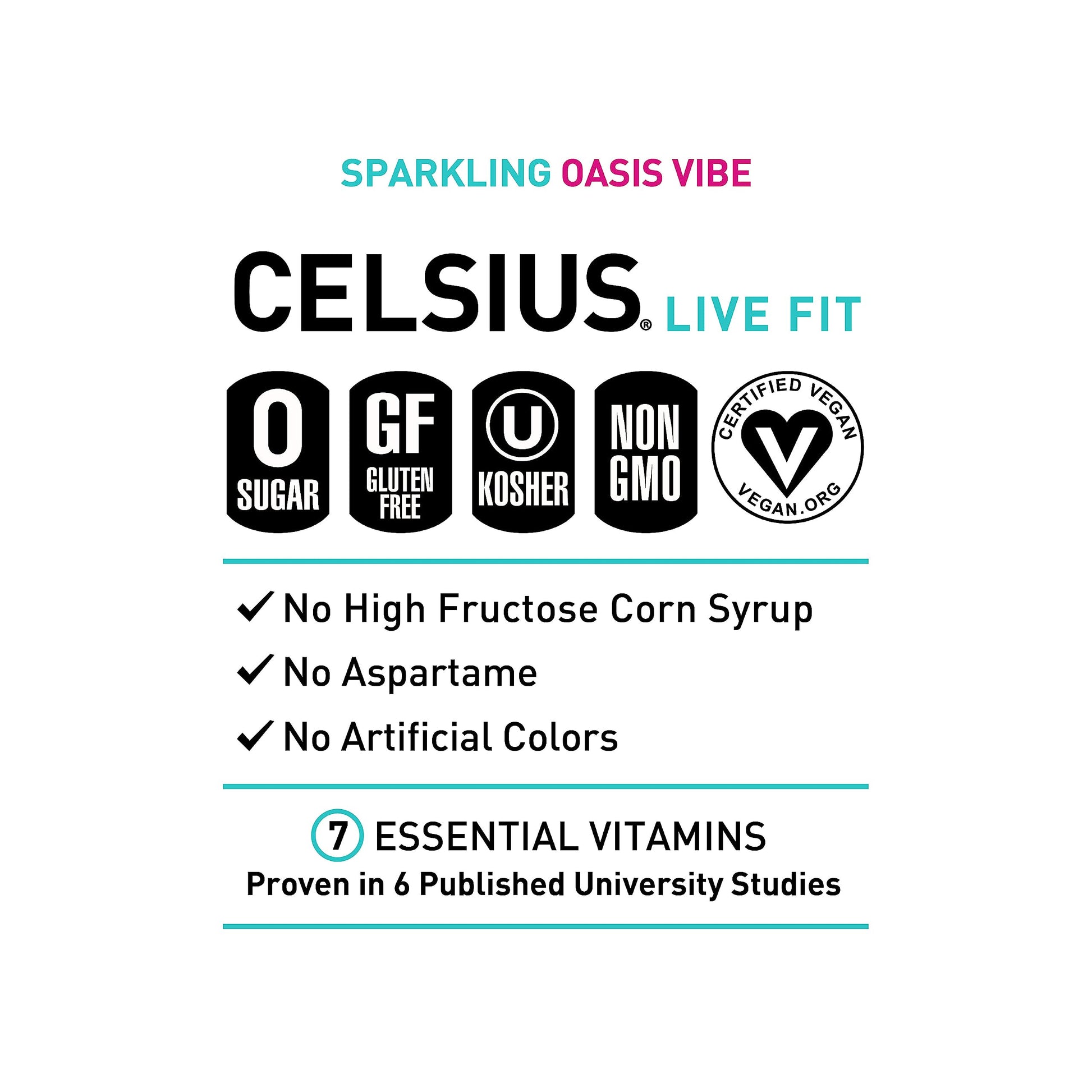 CELSIUS Sparkling Oasis Vibe, Functional Essential Energy Drink, 12 Fl Oz (Pack of 12) CELSIUSBuy Supplements Australia