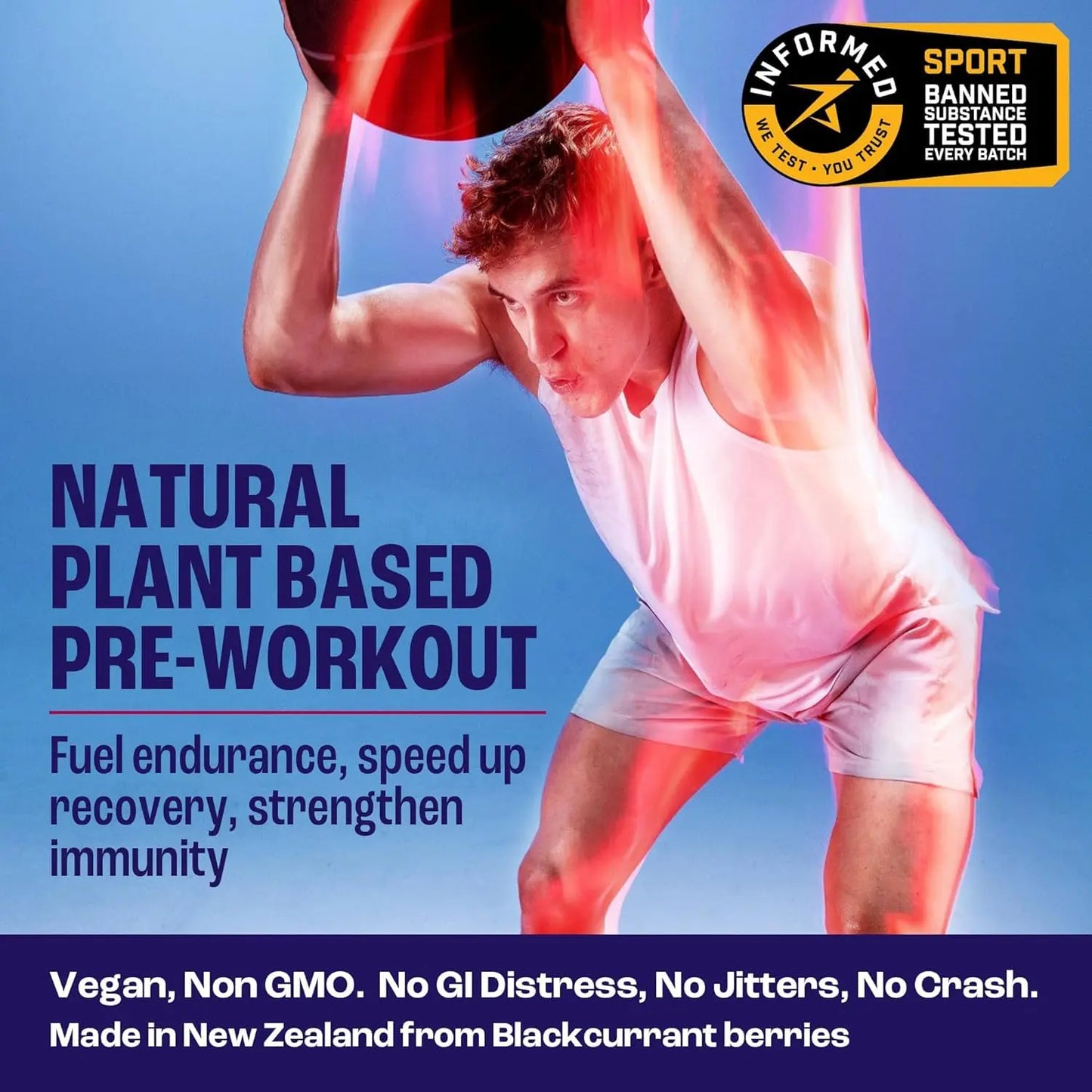 2before Blackcurrant I All Natural Vegan Pre Workout, Caffeine Free I Clean Energy 2before