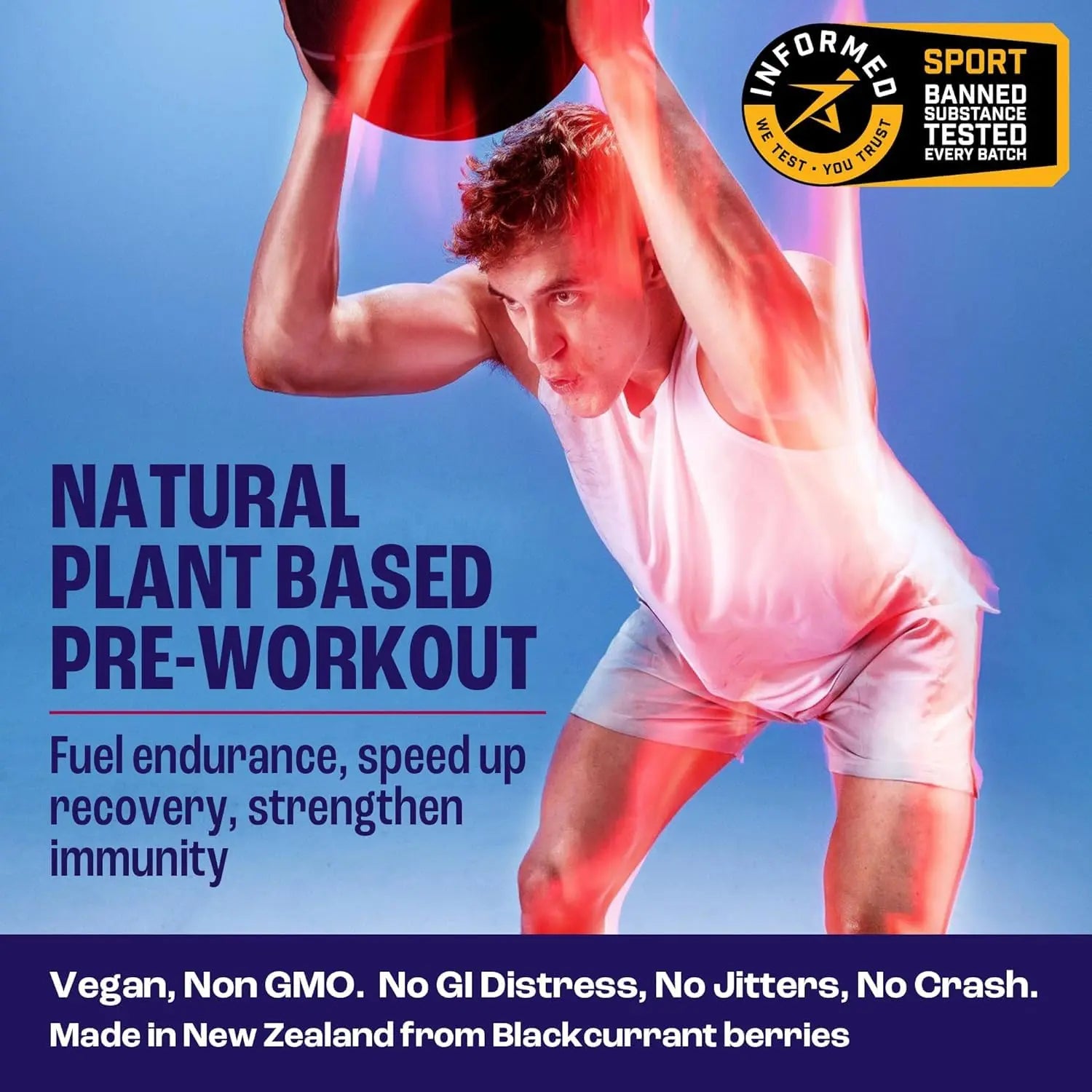 2before Blackcurrant I All Natural Vegan Pre Workout, Caffeine Free I Clean Energy 2before