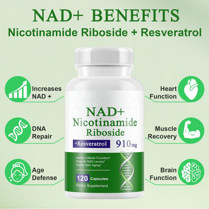 Xaarty NAD Supplement, 910MG Liposomal NAD for Women & Men, Nicotinamide Riboside, Resveratrol, Quercetin, NAD Resveratrol Supplement for Anti-Aging, 120 Capsules XaartyBuy Supplements Australia