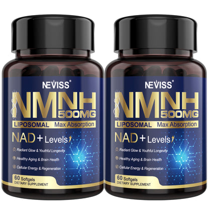 2Pack NAD+ Supplement, Next-Gen NMNH Liposomal 500mg, NR NMN Supplement Alternative, High Absorption NAD+ with Curcumin, Niacinamide for Cellular Energy, DNA Repair, Healthy Aging, 120 Softgels NEVISSBuy Supplements Australia