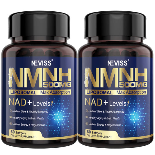 2Pack NAD+ Supplement, Next-Gen NMNH Liposomal 500mg, NR NMN Supplement Alternative, High Absorption NAD+ with Curcumin, Niacinamide for Cellular Energy, DNA Repair, Healthy Aging, 120 Softgels NEVISSBuy Supplements Australia
