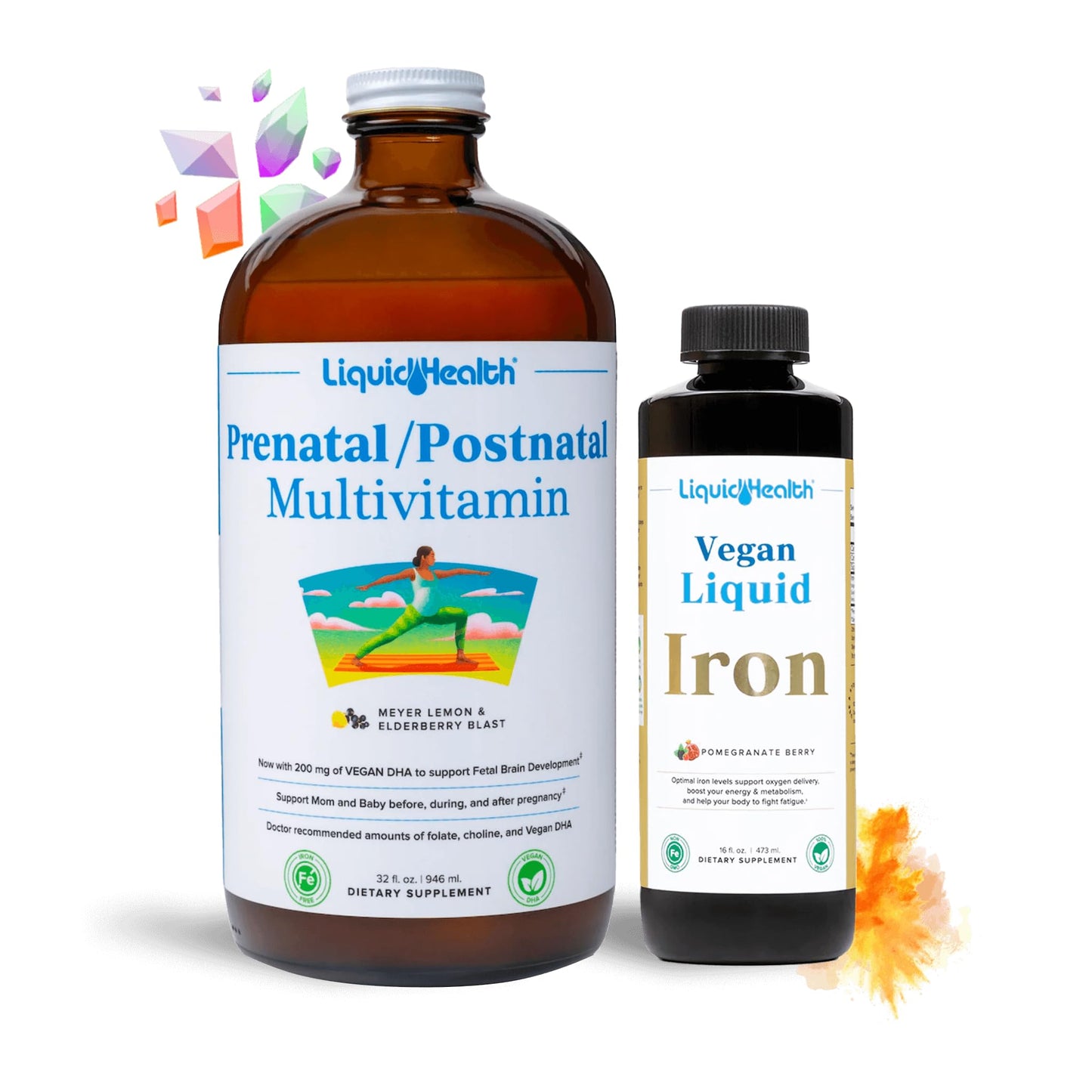 LIQUIDHEALTH Prenatal Baby Booster Pregnancy Vitamin Bundle - Vegan Women's Prenatal Multivitamin LIQUIDHEALTH
