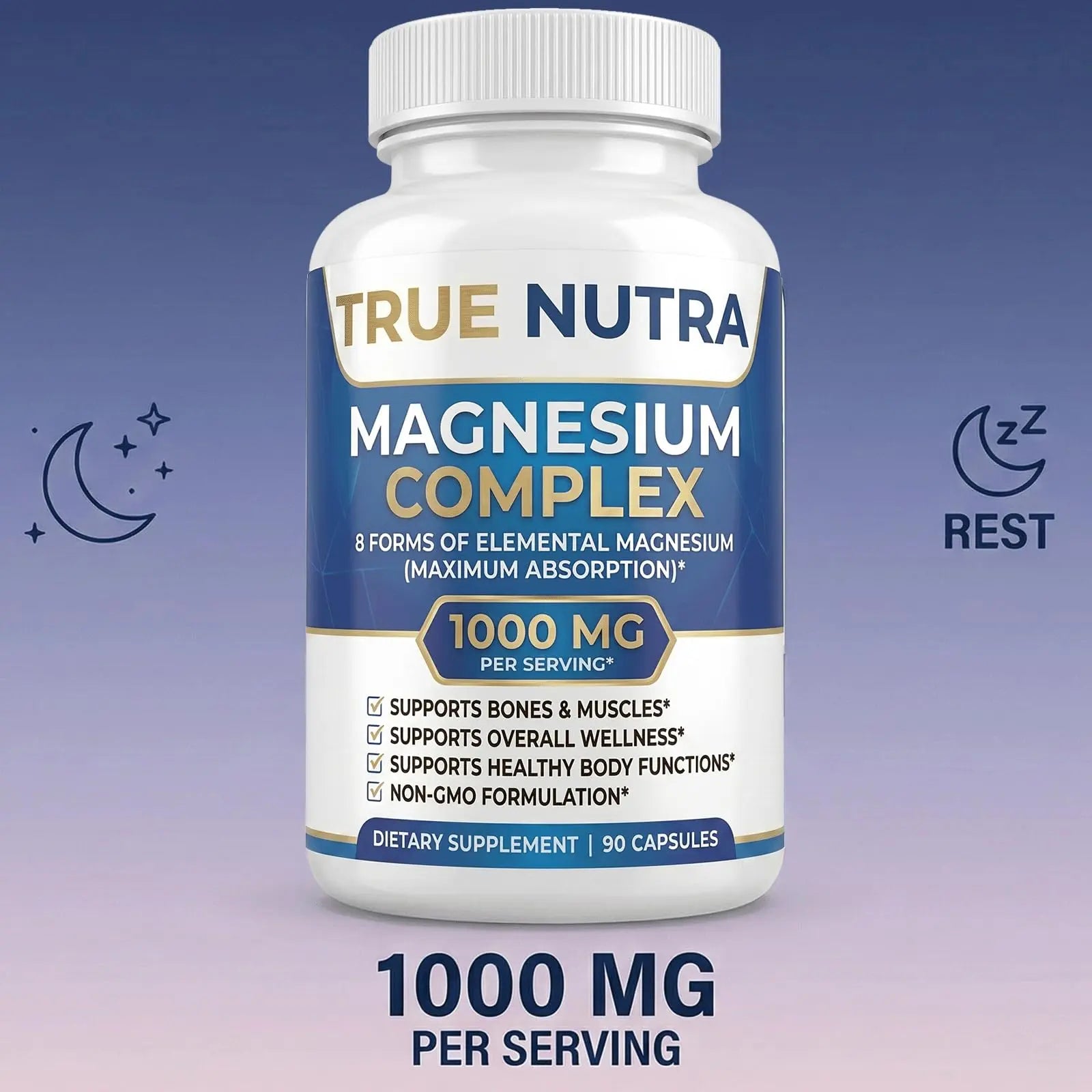 True nutra Magnesium Complex，Advanced 8-in-1 Magnesium Blend，Glycinate, Citrate, Malate, Taurate etc，High Formula，90 Capsules true nutra buy supplements Au