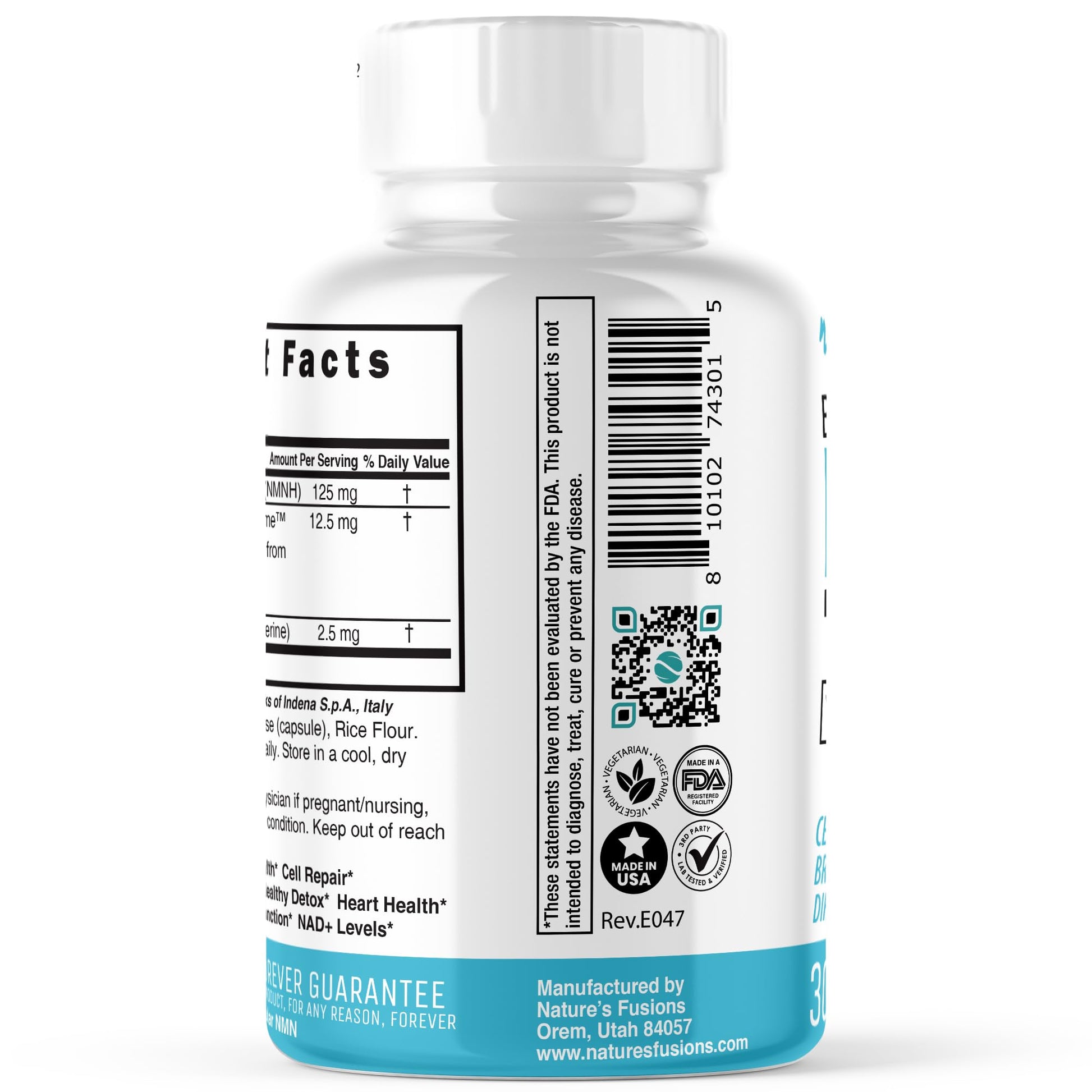 Nature's Fusions NMNH with Piperine & Quercetin - Boost NAD+ with Dihydronicotinamide Mononucleotide (30 Capsules) Nature's FusionsBuy Supplements Australia