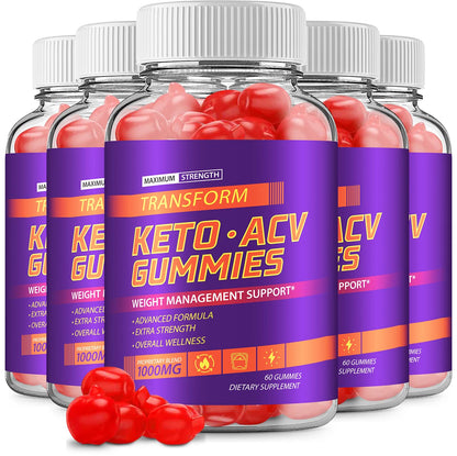 (5 Pack) Transform Keto ACV Gummies Advanced Formula (300 Gummies) Rillvo
