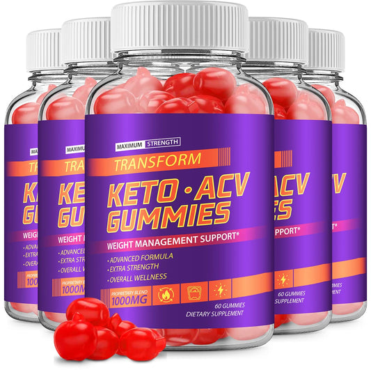 (5 Pack) Transform Keto ACV Gummies Advanced Formula (300 Gummies) Rillvo