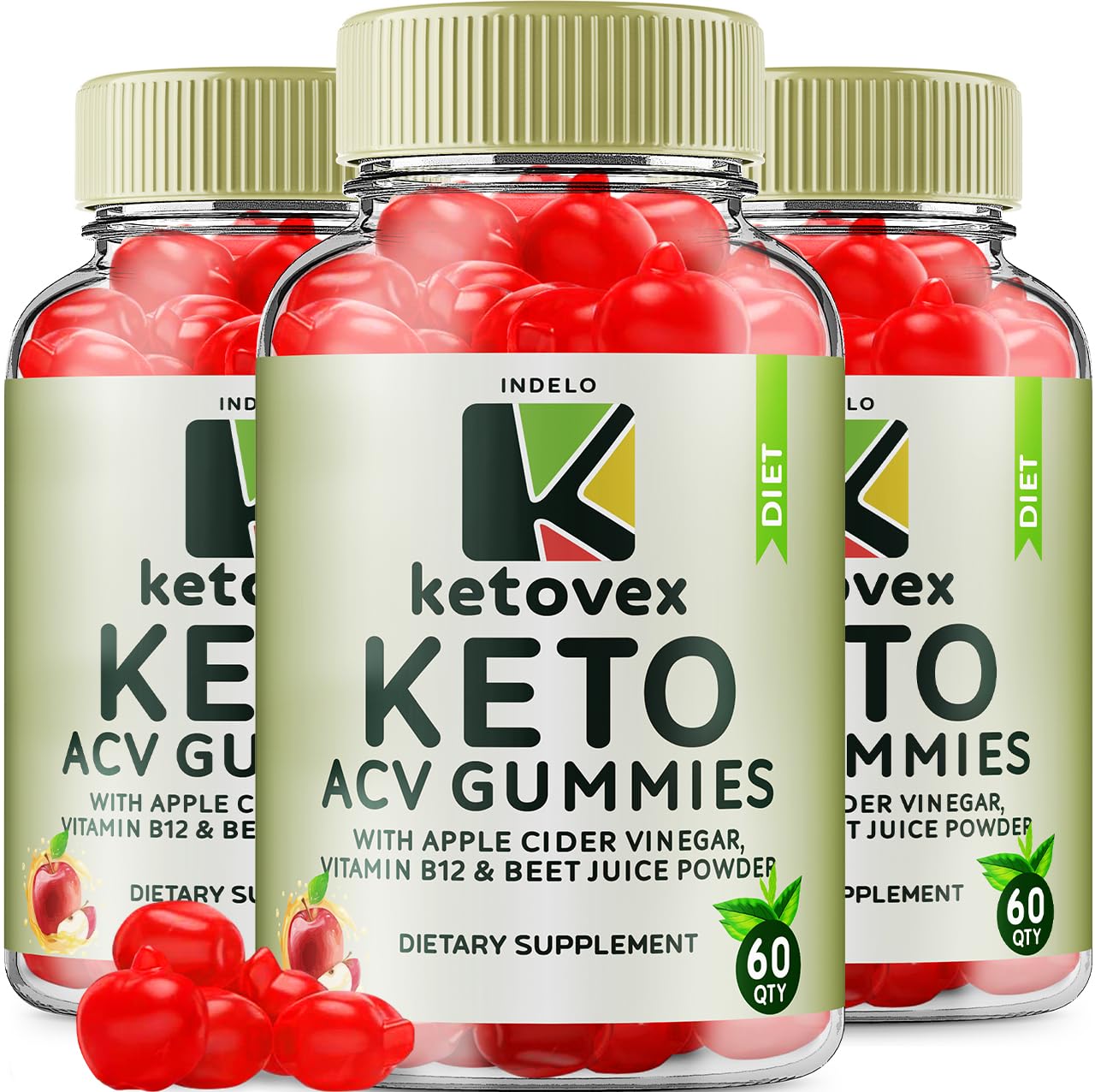 (3 Pack) Ketovex Keto BHB Gummies Advanced Formula, Ketovex BHB ACV Gummies Indelo