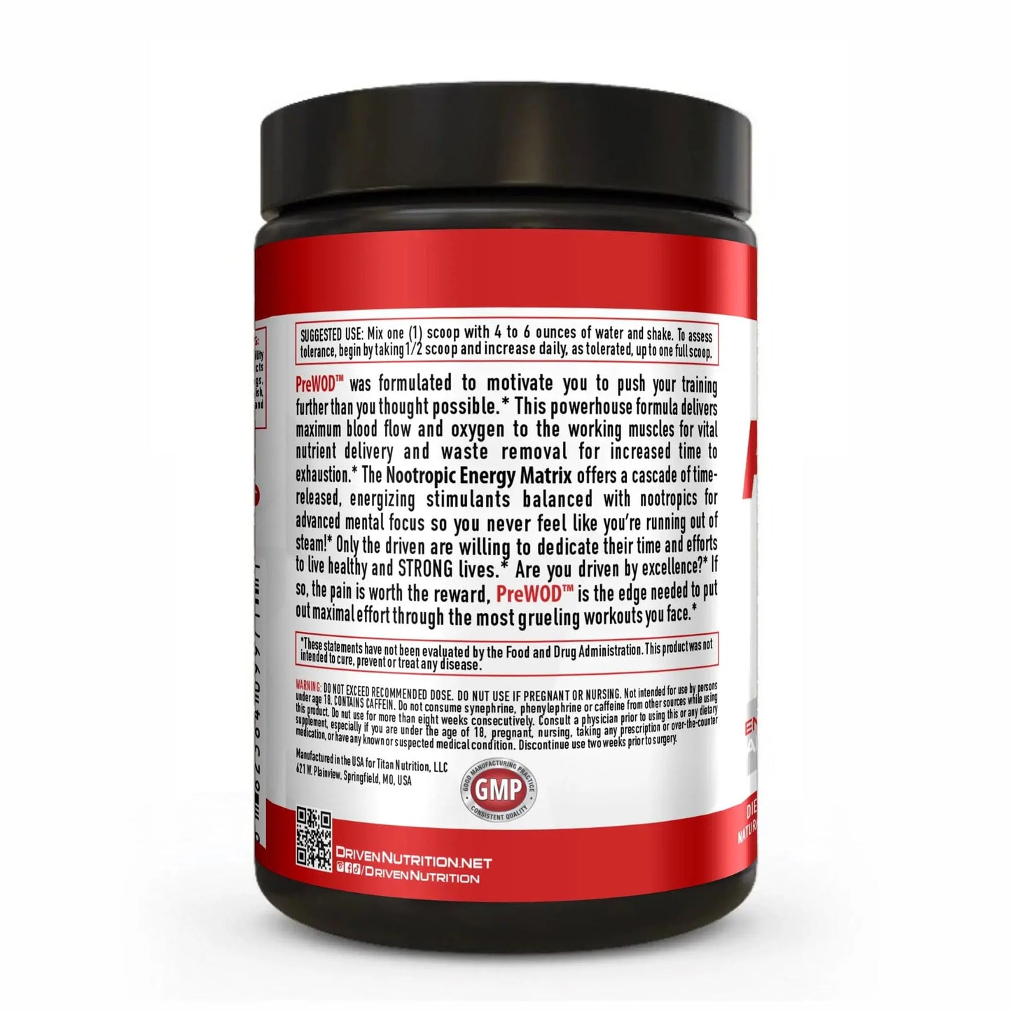 Driven PREWOD Energy Matrix, 50 Servings - Pre-Workout Supplement with Caffeine Driven Nutrition