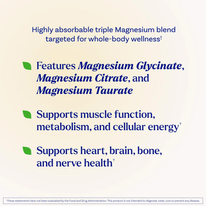 Natrol Triple Magnesium Complex Supplement, Glycinate, Citrate & Taurate 200mg High Absorption, Support Whole Body Wellness, 60 Capsules Natrol buy supplements Au