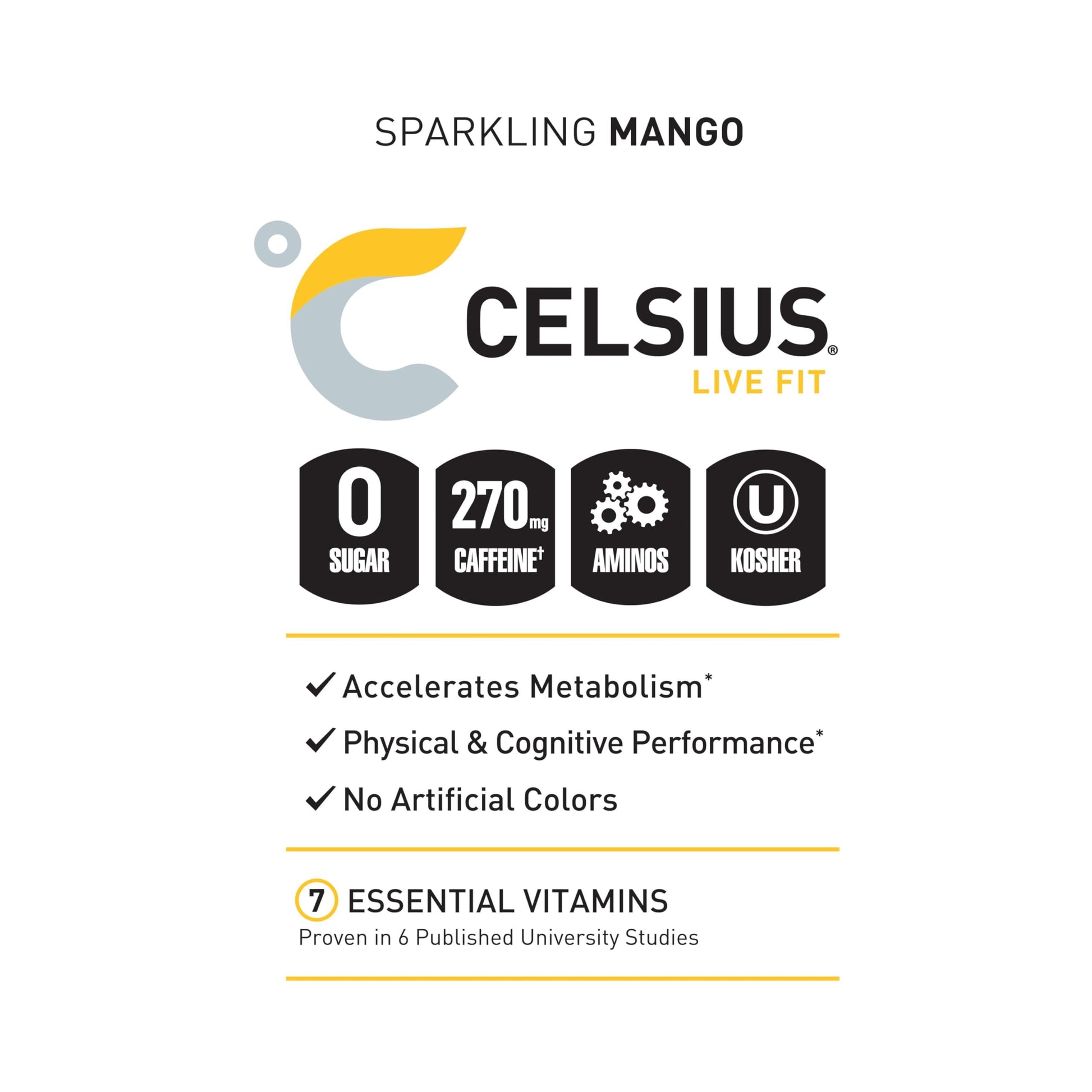 CELSIUS ESSENTIALS, Sparkling Mango Tango, Performance Energy Drink 16 Fl Oz CELSIUSBuy Supplements Australia