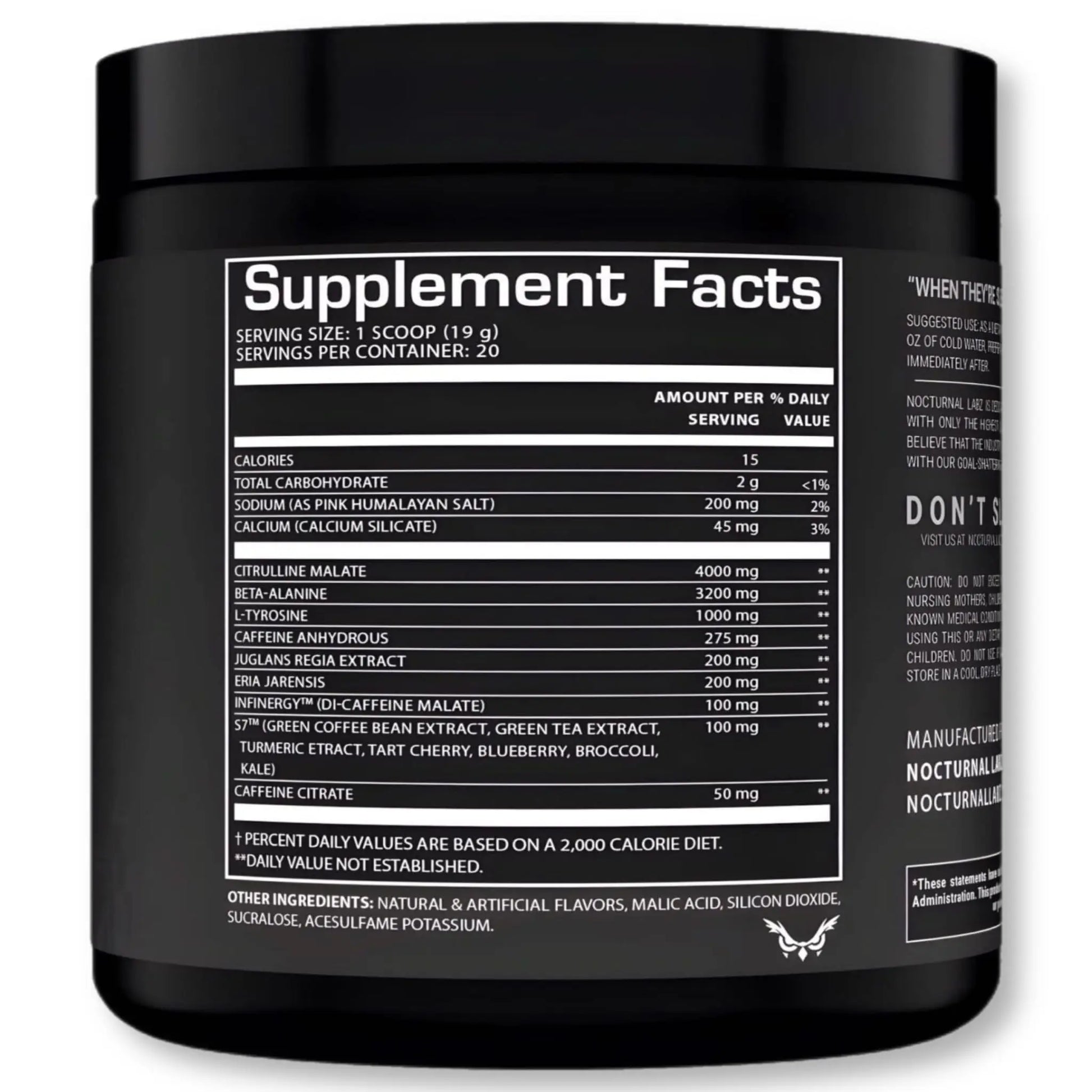 Nocturnal Labz Dark High Stim Pre Workout Powder | Potent Pre-workout Formula for Men Nocturnal