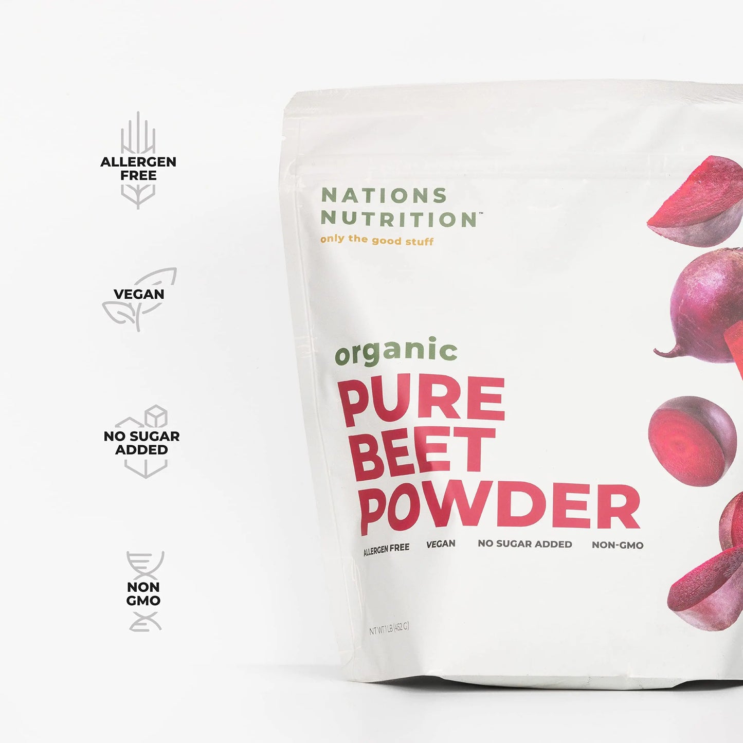 Nations Nutrition Pure Beet Root Powder Organic - Nitric Oxide Circulation Superfood Nations Nutrition