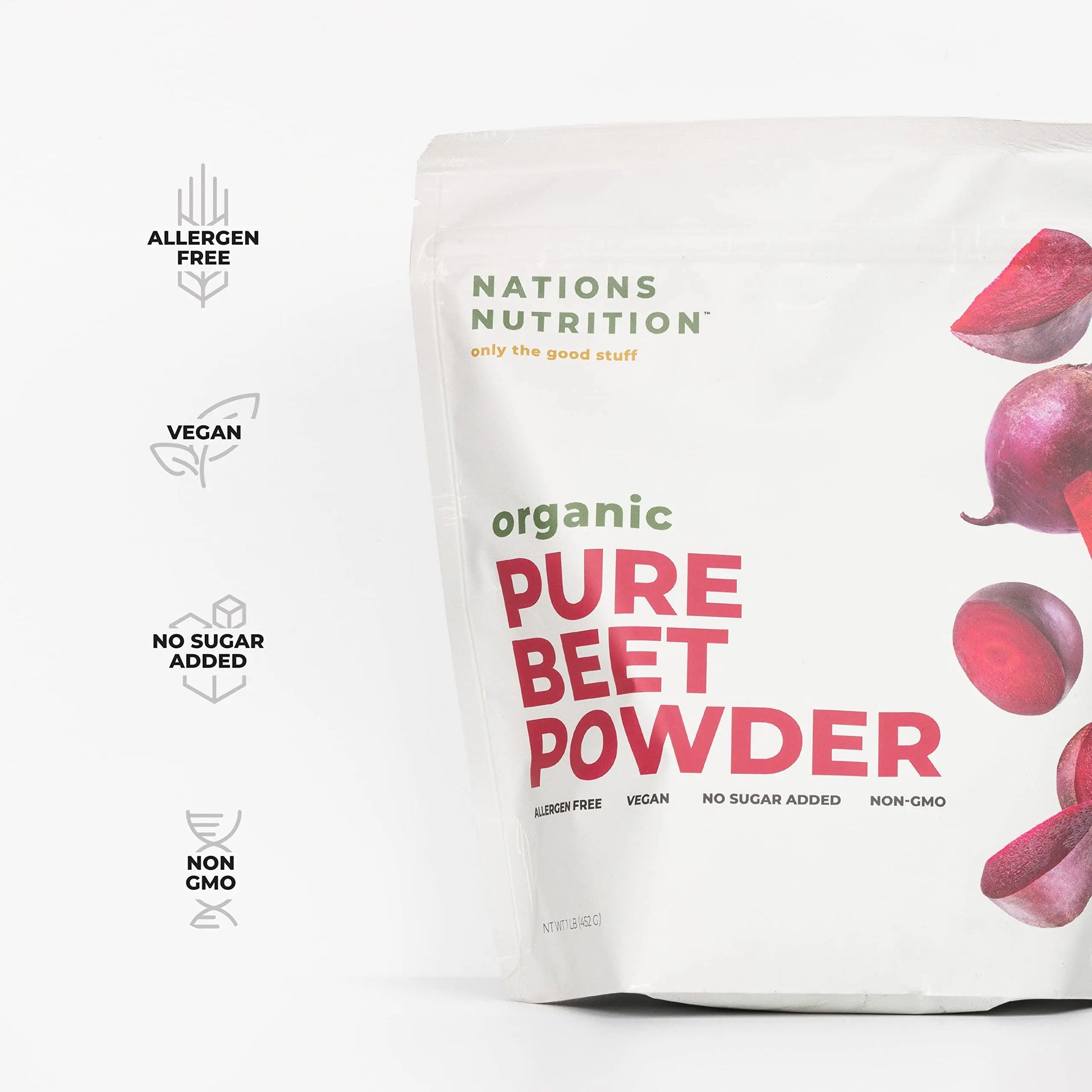 Nations Nutrition Pure Beet Root Powder Organic - Nitric Oxide Circulation Superfood Nations Nutrition