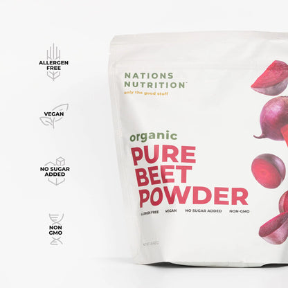 Nations Nutrition Pure Beet Root Powder Organic - Nitric Oxide Circulation Superfood Nations Nutrition