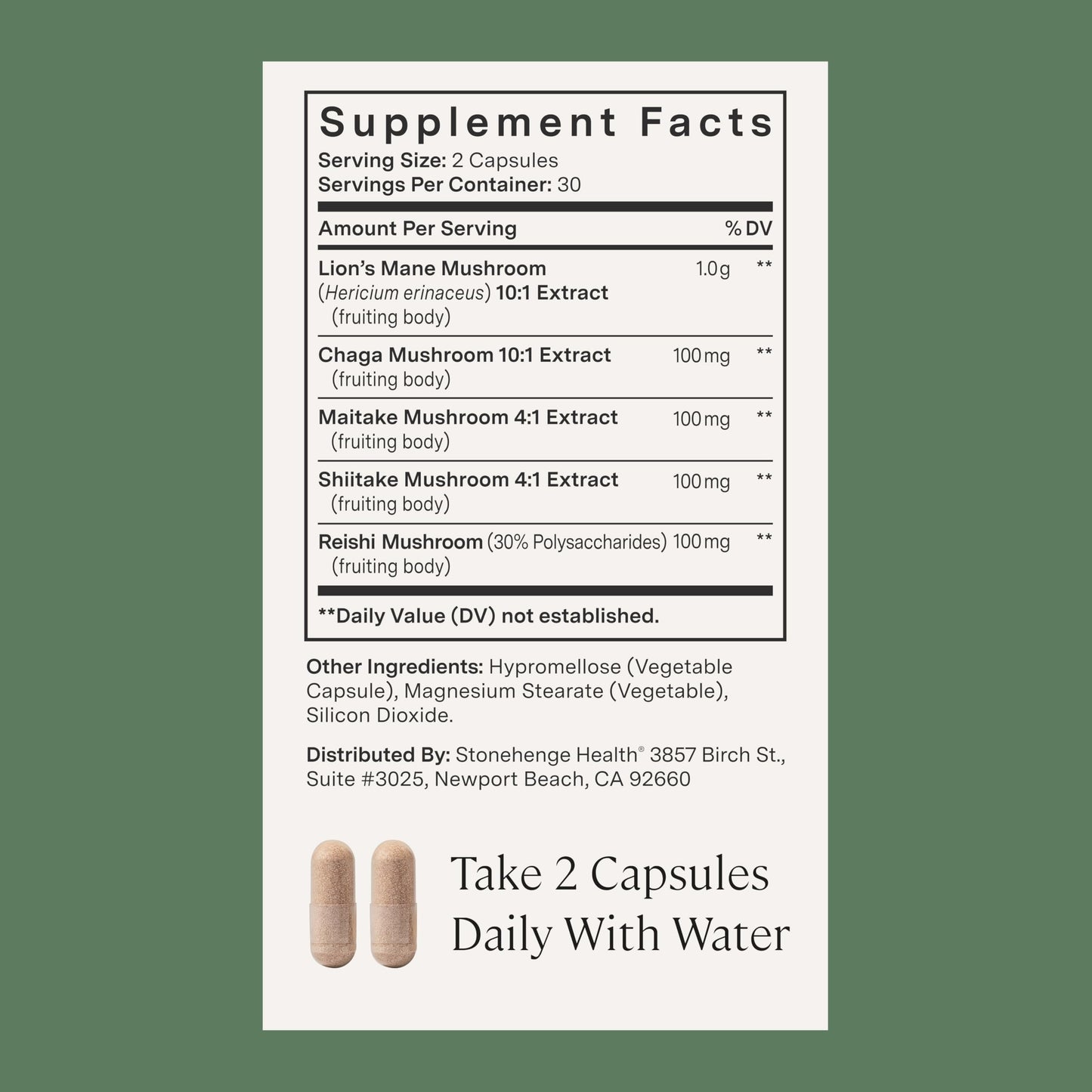 Stonehenge Health Dynamic Mushrooms 1,400 mg – 5 Mushroom Complex (Lion’s Mane, Reishi, Chaga, Maitake, Shiitake) – 100% Fruiting Bodies, Nootropic – Brain, Memory, Focus & Immune Support – 60 Caps Stonehenge HealthBuy Supplements Australia