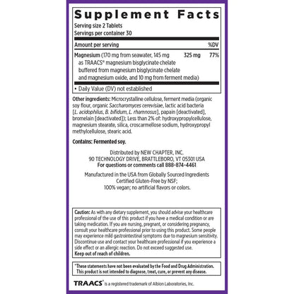 New Chapter Magnesium Complex Supplement, 325mg with Magnesium Glycinate + Sea-Sourced + Fermented Forms for Heart, Bone, Nerve, Muscle & Cellular Energy, 100% Vegan, 60 Tablets New Chapter buy supplements Au
