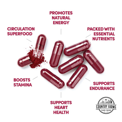 COUNTRY FARMS Bountiful Beets Root Capsules, Wholefood Beet Extract Superfood COUNTRY FARMS