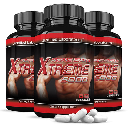 (3 Pack) Nitric Oxide Xtreme 5000 Advanced Men's Heath Formula 60 Capsules Justified Laboratories
