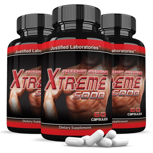 (3 Pack) Nitric Oxide Xtreme 5000 Advanced Men's Heath Formula 60 Capsules Justified Laboratories