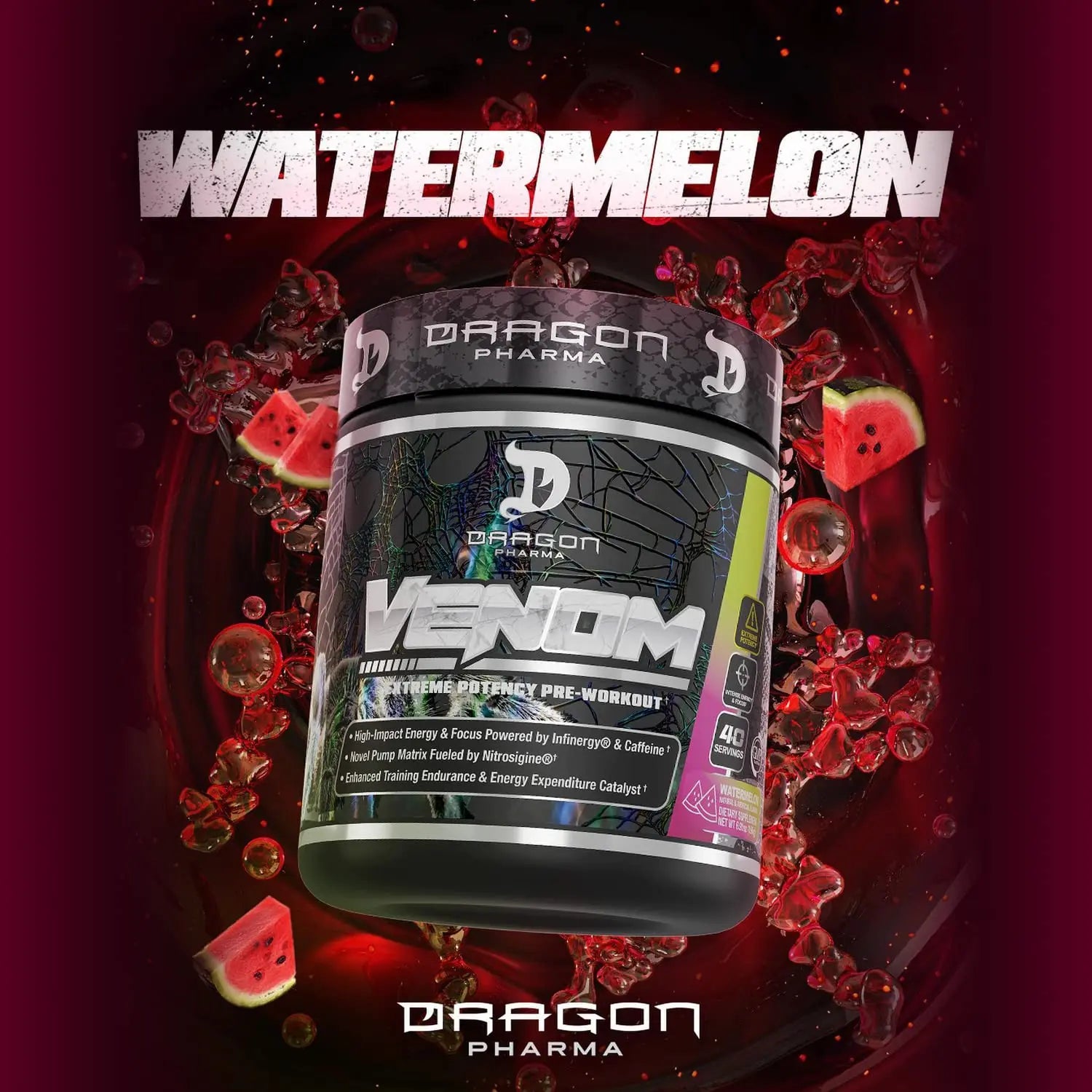 DRAGON PHARMA Venom Extreme Potency Pre-Workout, Laser Sharp Focus + Energy DRAGON PHARMA