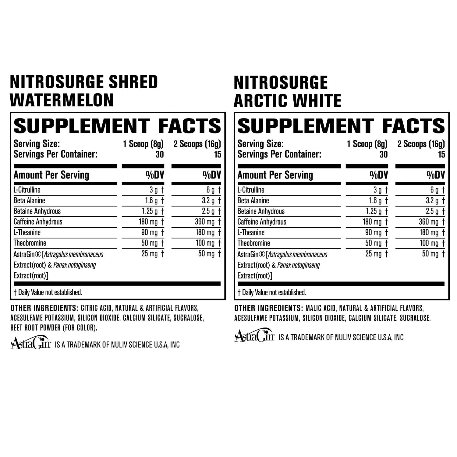 Jacked Factory Nitrosurge Pre-Workout in Arctic White & Watermelon Nitrosurge Shred Jacked Factory