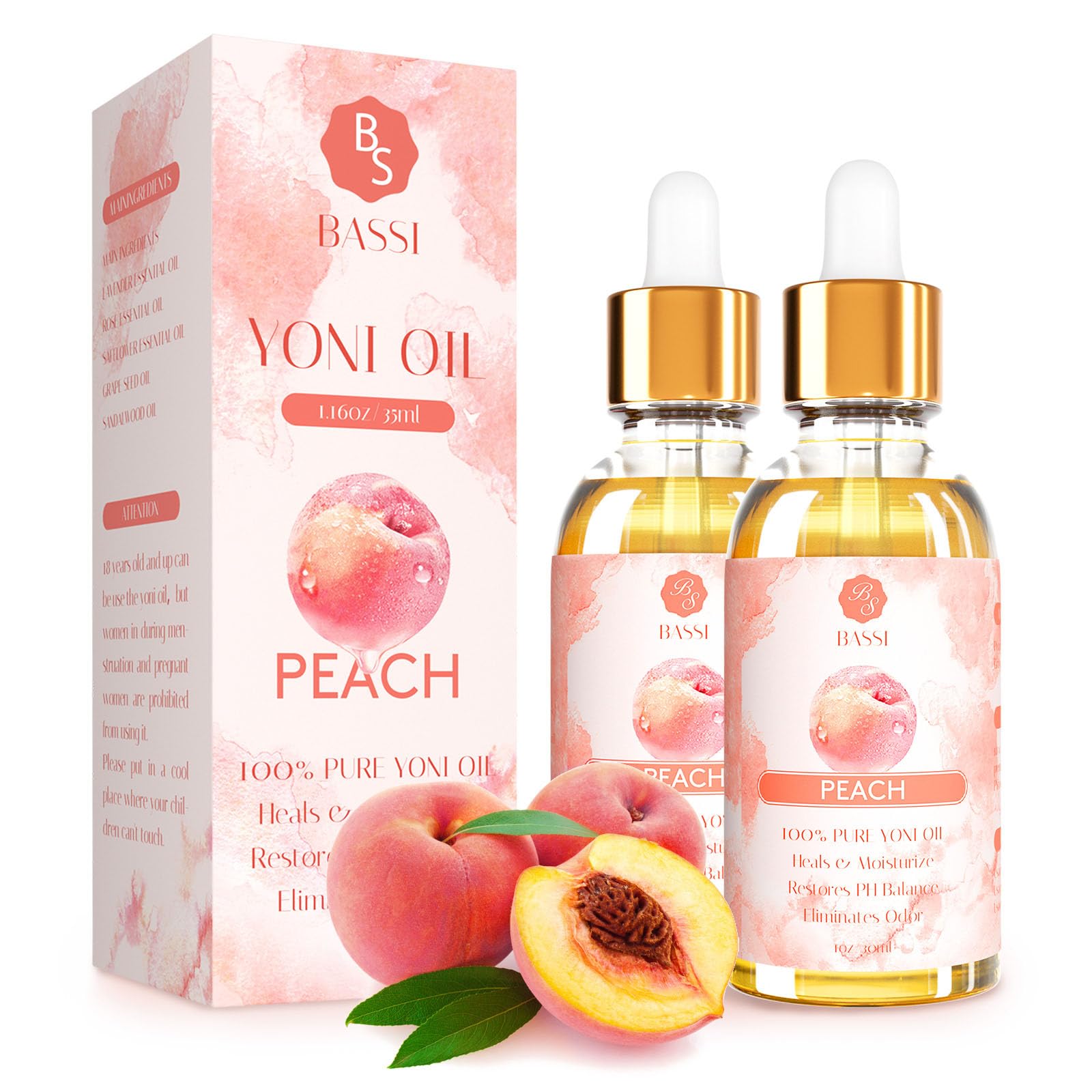 2 Pack Yoni Essential Oil Organic Feminine Oil Eliminates Odor Vaginal Moisturizer for Wetness BASSI