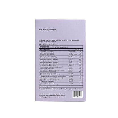 Perelel 1st Trimester Prenatal Multivitamin Powder - Daily No-Nausea Formula Perelel