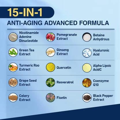 NAD+ Supplement-NMN Upgrade Alternative,NAD Resveratrol Supplement 15-in-1 CoQ10 for Man & Women–Third-Party Tested(Made & Tested in USA).Supports Cellular Energy,Healthy Aging-Non-GMO - 60 Capsules NUTRI POTENTIABuy Supplements Australia