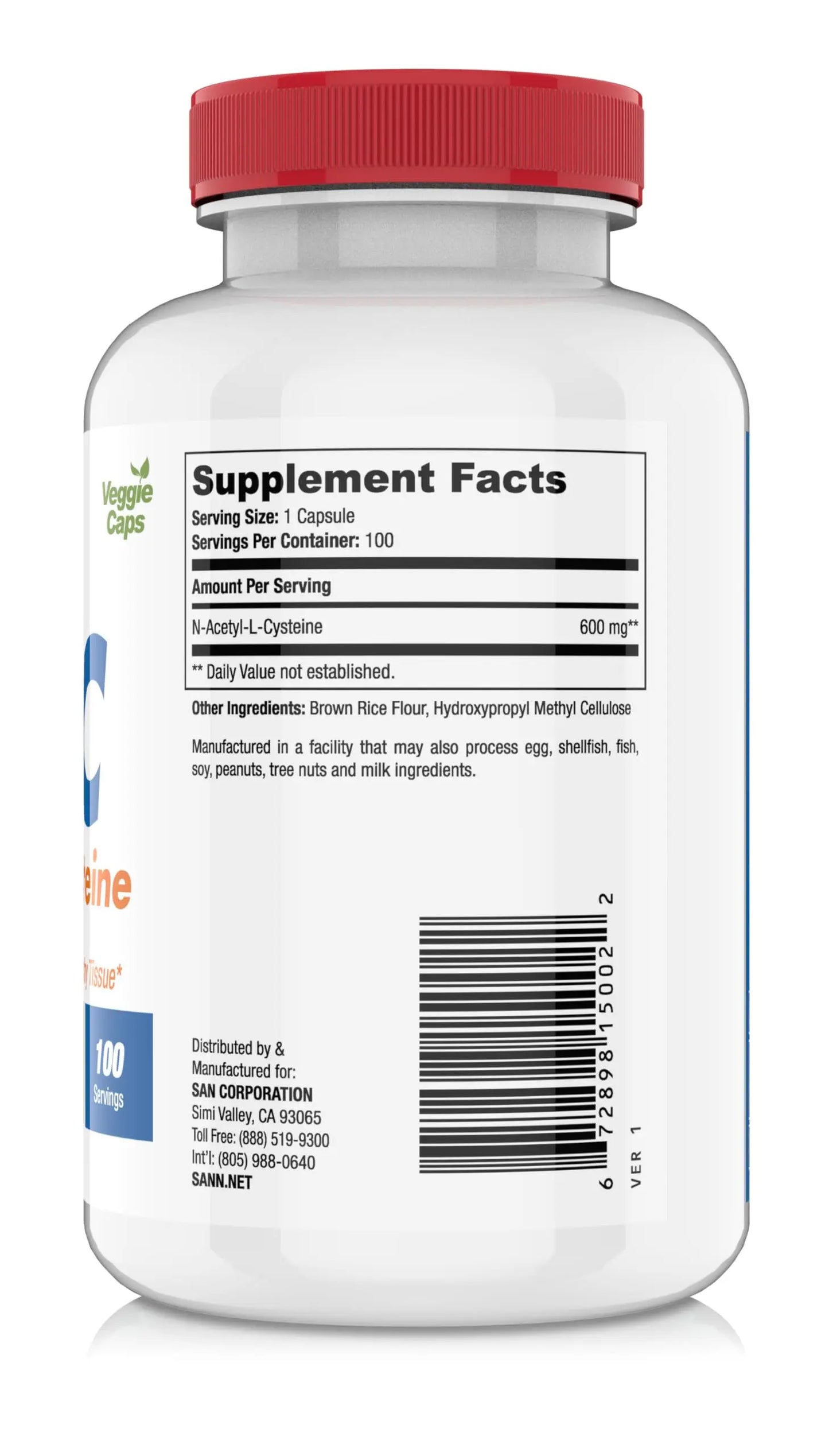 SAN N-Acetyl-L-Cysteine (NAC), Immune, Respiratory, Liver Health, NAC 600 mg, Potent antioxidant Support, Free-radicals, Easy to Absorb, 100 Capsules SAN buy supplements Au
